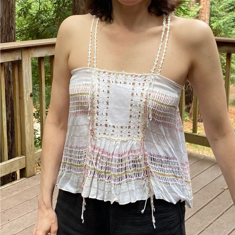 Free People New Romantics tank top - cream, multicolored with metallic